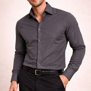 Express Slim Fit Gray Button-Down Dress Shirt Men’s M Long Sleeve